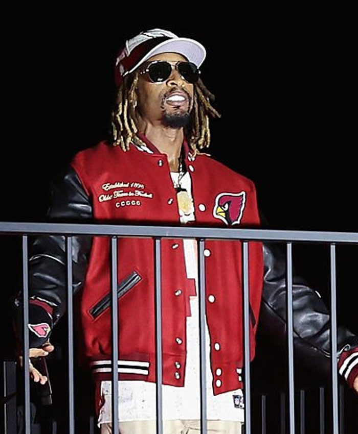 Halftime Show 2025 Lil Jon Red and Black Varsity Jacket