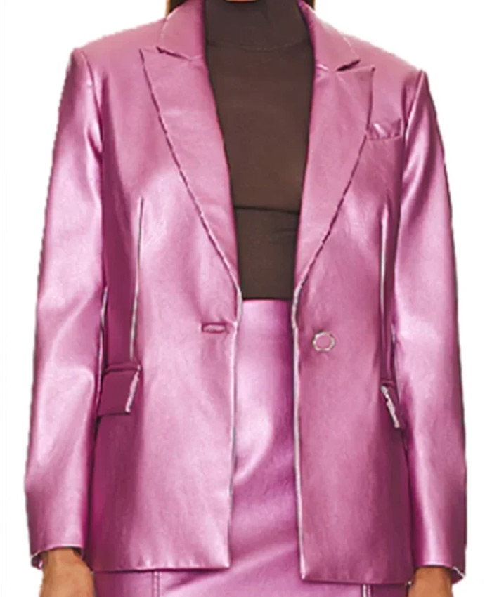 High Potential Kaitlin Olson Pink Leather Blazer