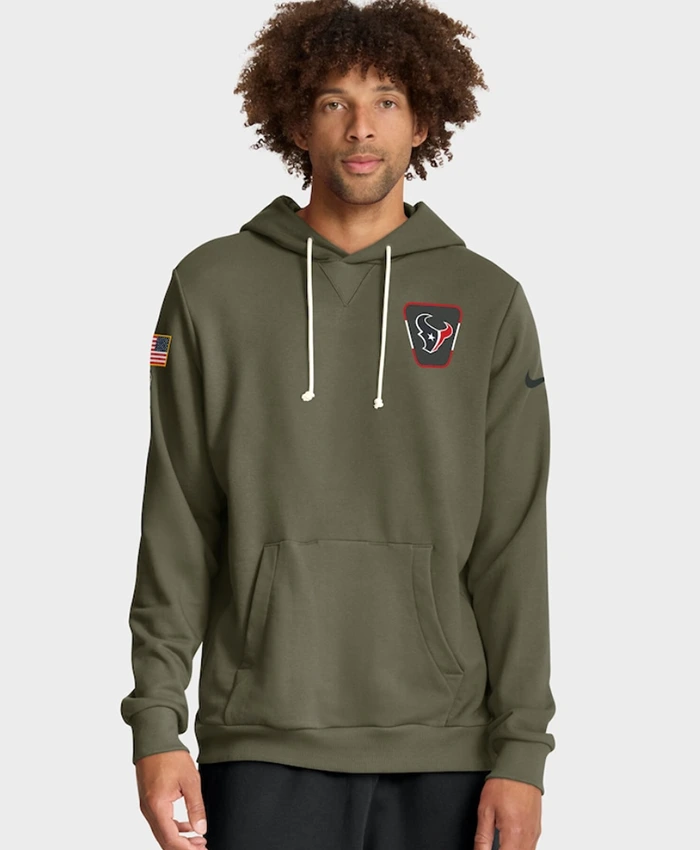 Houston Texans 2025 Salute To Service Sideline Olive Hoodie
