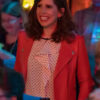 I Love That for You Tv Series Vanessa Bayer Orange Leather Biker Jacket