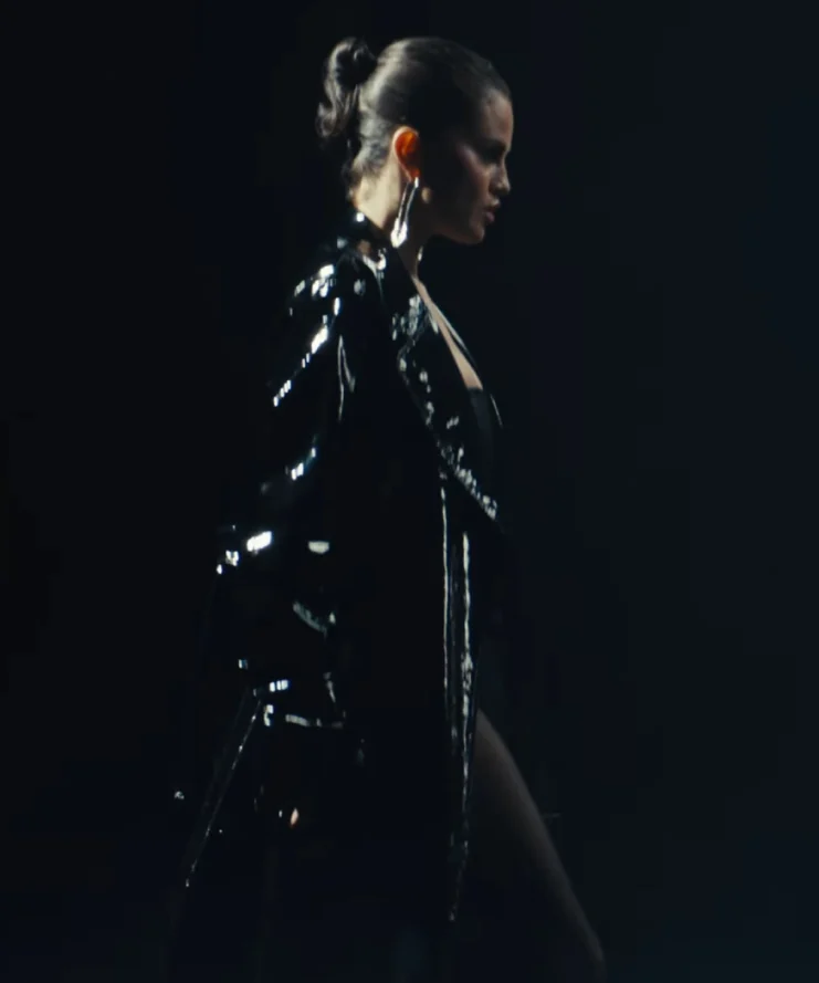 In The Dark Selena Gomez Black Leather Coat