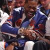 Indiana Pacers v New York Knicks Busta Rhymes Blue and White Knicks Leather Jacket