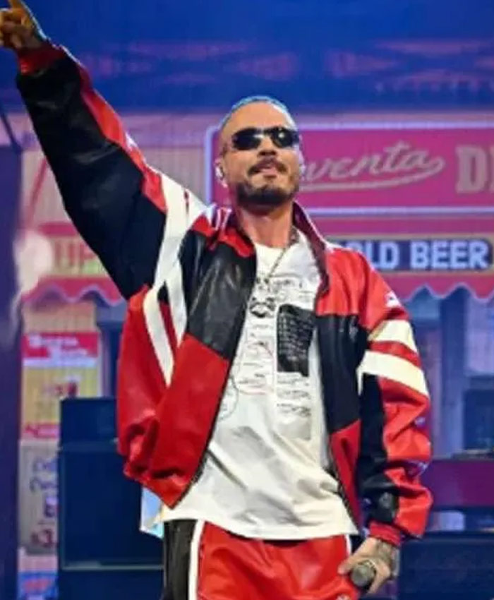 J Balvin MTV Video Music Awards Red and Black Leather Jacket