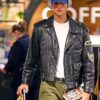 Jacob Elordi Avirex Daytona to L.A USA Tour Black Leather Jacket