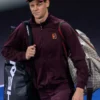 Jannik Sinner Erste Bank Open 2025 Full-Zip Mock Neck Design Maroon Track Jacket