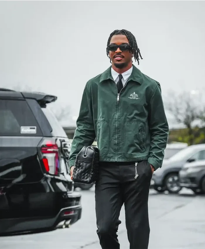 Jayden Daniels Green Cotton Zip-up Jacket