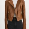 Jen Jacob Beyond The Gates Brown Leather Jacket For Sale
