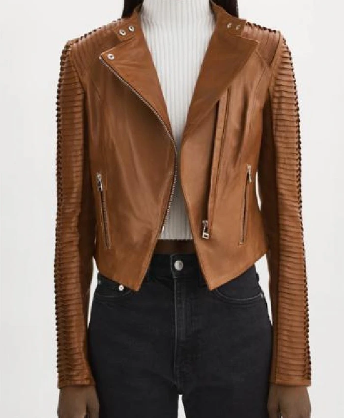 Jen Jacob Beyond The Gates Brown Leather Jacket For Sale
