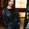 Jenna Ortega Frankenstein Screening Black Leather Coat For Sale