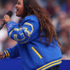 Jessica Mauboy 2025 AFL Grand Final Oversized Blue Wool Varsity Jacket