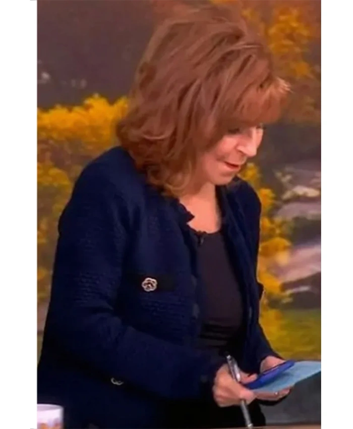 Joy Behar The View 2025 Blue Contrast Trim Cardigan