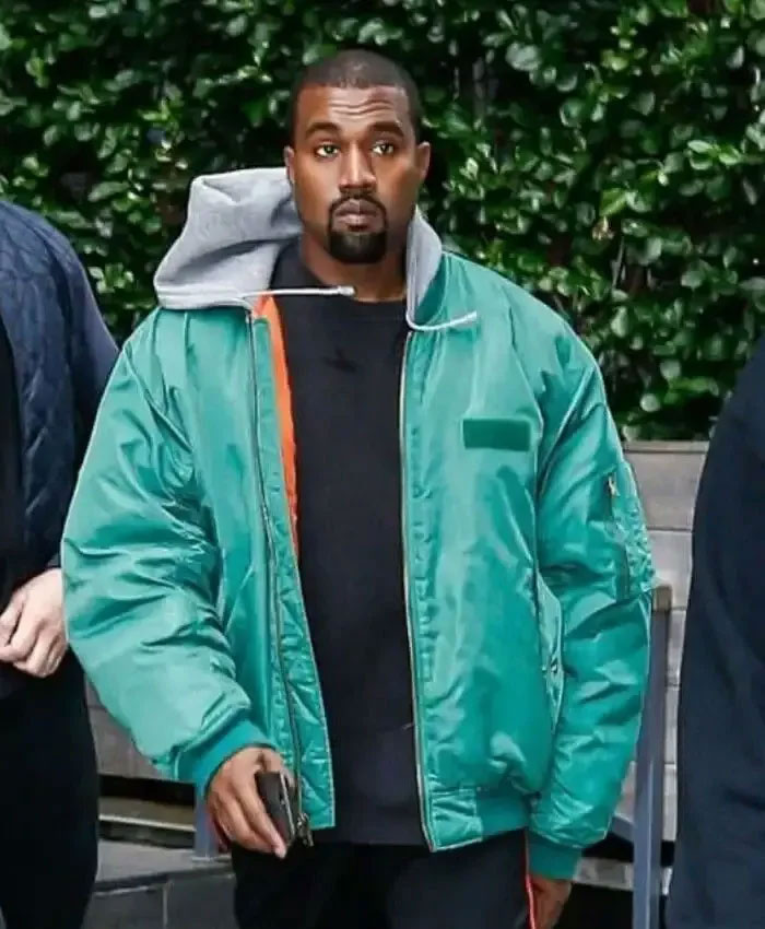 Kanye West Teal Green Hooded Jacket