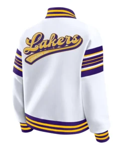 Los Angeles Lakers Snap Front Wihte Fleece Jacket