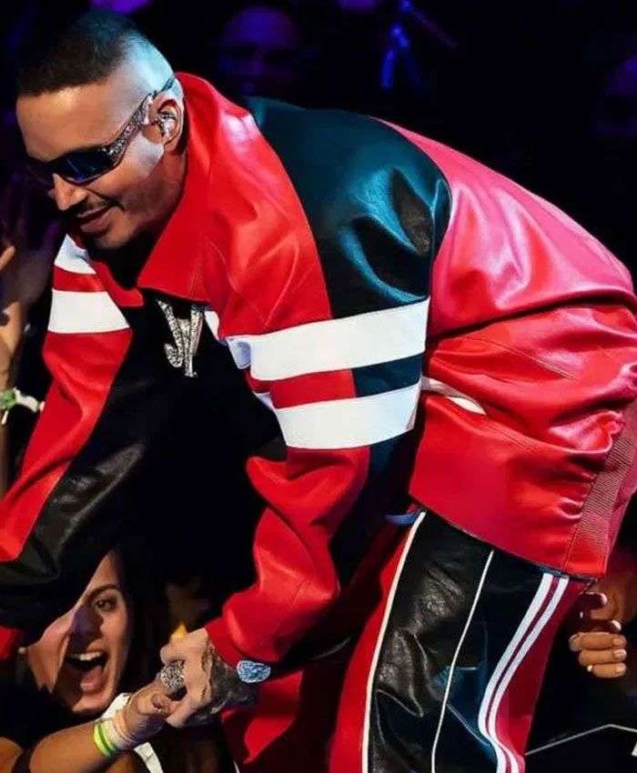 MTV Video Music Awards J Balvin Red and Black Leather Jacket