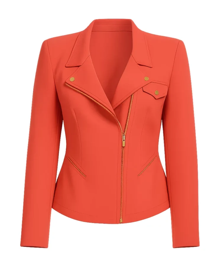 Melissa Schemmenti Abbott Elementary Tv Series S05 Lisa Ann Walter Biker Pink Wool Jacket