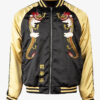 Mike Estime JFGF Institute Embroidered Black and Golden Satin Varsity Jacket