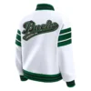 Milwaukee Bucks Snap Front White And Green Fleece stripe Jacket