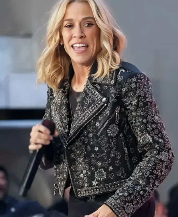 NBC Today 2025 Sheryl Crow Black Floral Embroidered and Embellished Jacket