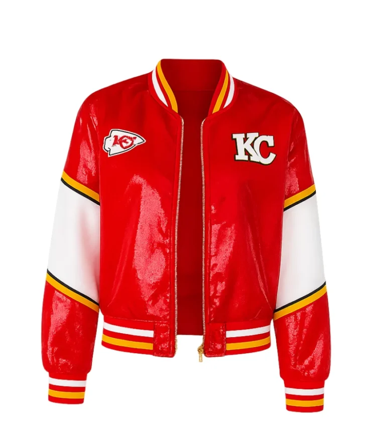 Neyan Babani Kansas City Chiefs 2025 Red Sequin Varsity Bomber Jacket