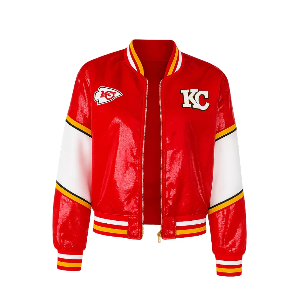 Neyan Babani Kansas City Chiefs 2025 Red Sequin Varsity Bomber Jacket
