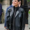 PFW 2025 Jennifer Connelly Black Leather Jacket