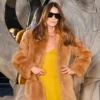 PFW Photocall Carla Bruni Brown Fur Coat