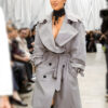 Paris Fashion Week Kim Kardashian Grey Trench Coat