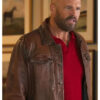 Peacemaker David Denman Distressed Brown Leather Jacket