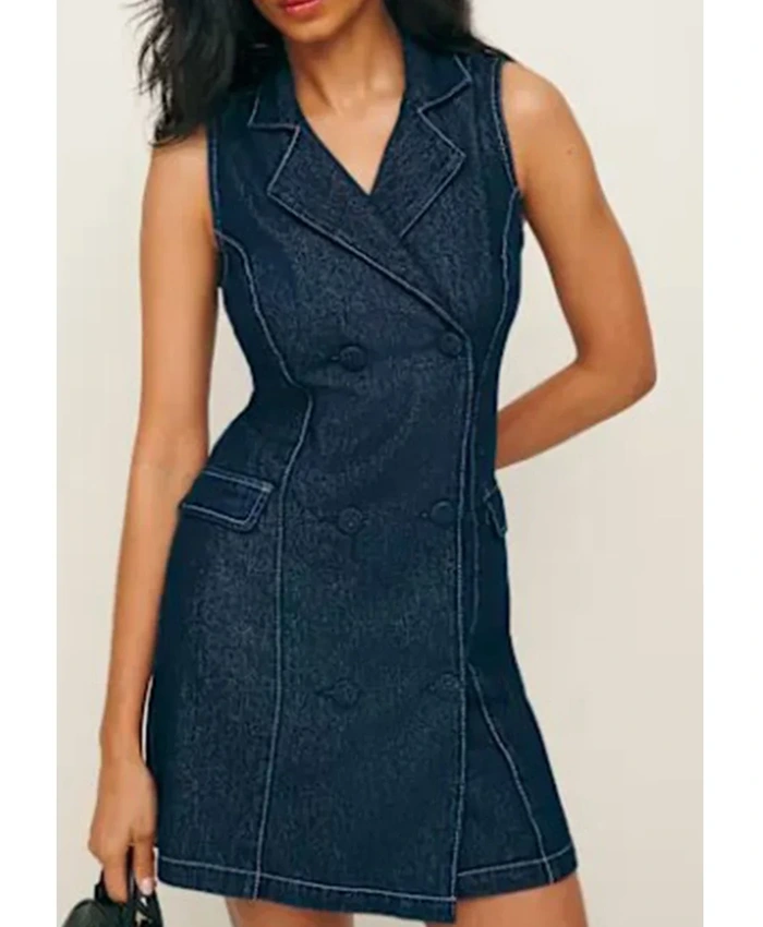 Perry Mattfeld Chad Powers Denim Blazer Dress For Sale