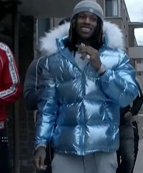 Rapper King Von Blue Puffer Jacket Oskar Jacket