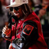 Rapper Lil Jon Seattle Seahawks v Arizona Cardinals Halftime Show 2025 Red and Black Varsity Jacket
