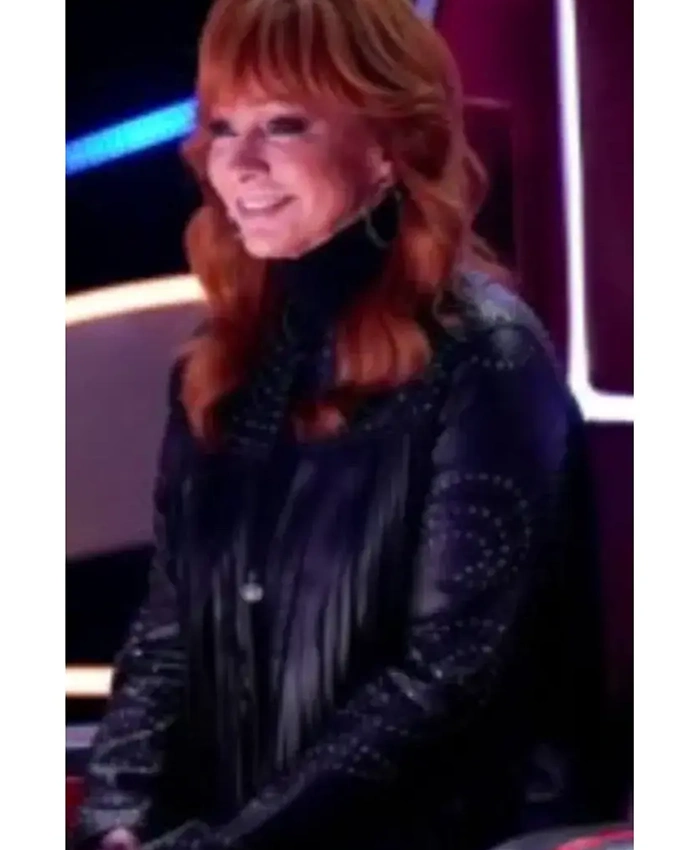 Reba McEntire The Voice S28 Embellished Fringed Leather Jacket