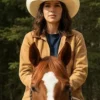 Rebecca Todd Heartland Brown Cotton Jacket For Sale