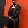 Red Carpet 2025 Abdul Carter Black Satin and Velvet Coat