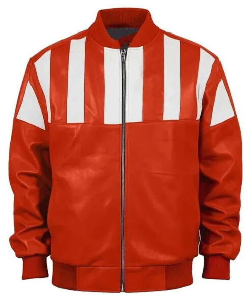 Red and White Striped Bomber Jacket