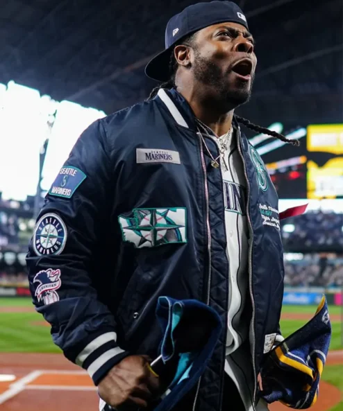Richard Sherman Seattle Mariners Blue Bomber Jacket