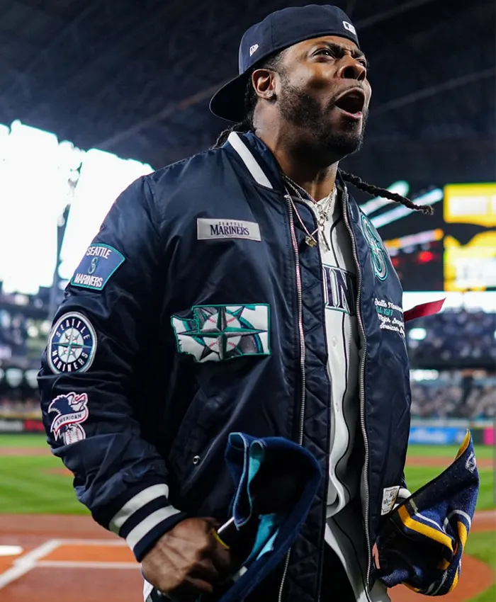 Richard Sherman Seattle Mariners Blue Bomber Jacket