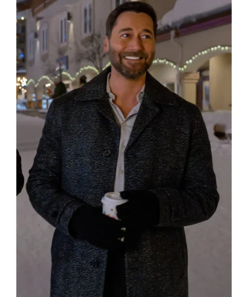Ryan Eggold My Secret Santa Black Wool Coat
