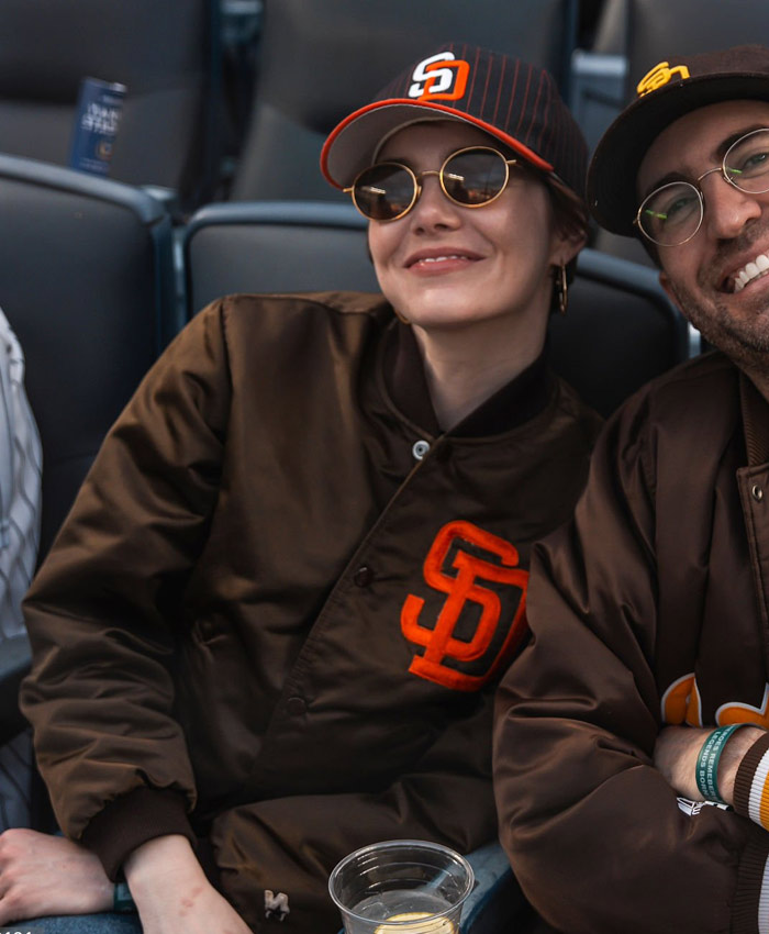 San Diego Padres Emma Stone Satin Bomber Jacket