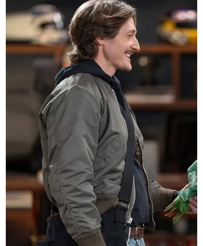 Shifting Gears Lucas Neff Grey Bomber Jacket