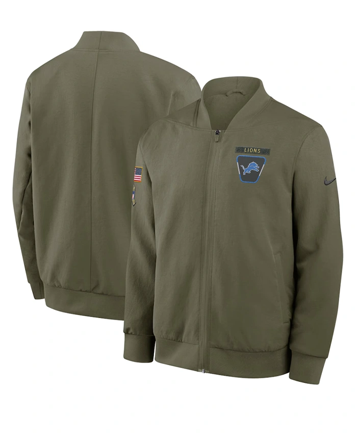 Shop Detroit Lions Salute To Service Olive Bomber Jacket