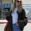 Shop Elsa Hosk LA Brown Leather Jacket