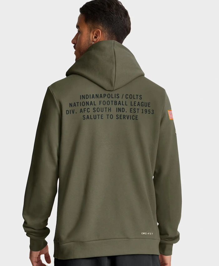 Shop Indianapolis Colts 2025 Salute To Service Sideline Olive Hoodie