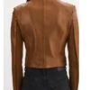 Shop Jen Jacob Beyond The Gates Brown Leather Jacket