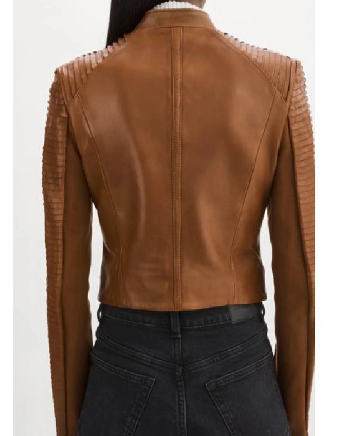 Shop Jen Jacob Beyond The Gates Brown Leather Jacket