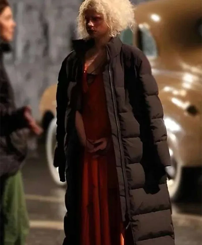 Shop Jessie Buckley The Bride Black Puffer Coat