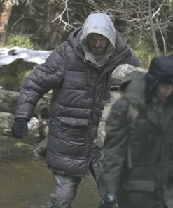 Shop Joel Kinnaman Ice Fall Grey Puffer Coat