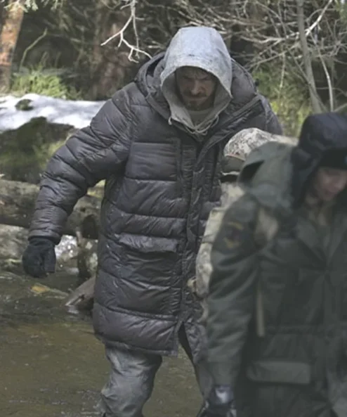 Shop Joel Kinnaman Ice Fall Grey Puffer Coat