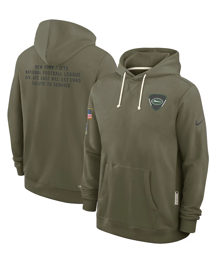 Shop New York Jets 2025 Salute To Service Sideline Olive Hoodie