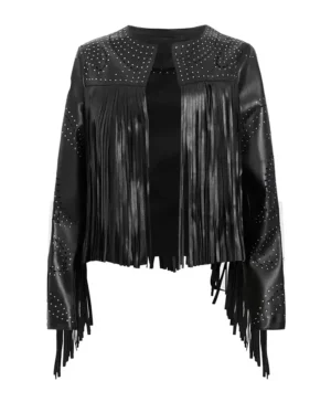 Shop Reba McEntire The Voice S28 Embellished Fringed Leather Jacket